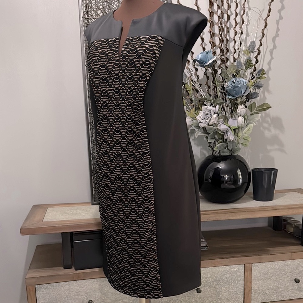 Connected Apparel Plus 20W Back & Gold Sheath Dress Elegant Hourglass Fit - Picture 2 of 7